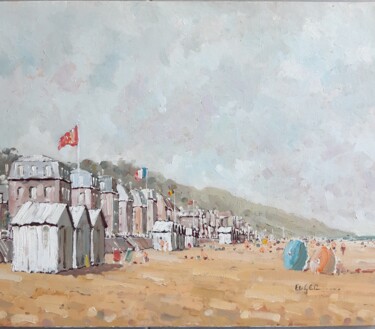 Painting titled "Villers sur mer,  b…" by Philippe Euger, Original Artwork, Oil
