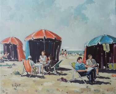Peinture intitulée "Scène de plage à De…" par Philippe Euger, Œuvre d'art originale, Huile