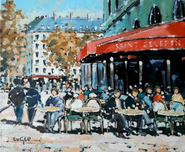 Painting titled "Terrasse Boulevard…" by Philippe Euger, Original Artwork, Oil