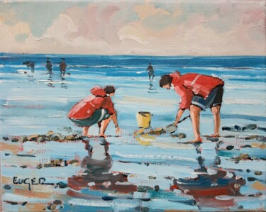 Painting titled "Basse mer à Cabourg" by Philippe Euger, Original Artwork, Oil