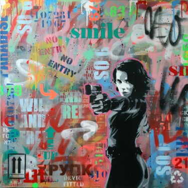Painting titled "Smile (2)" by Philippe Euger, Original Artwork, Spray paint