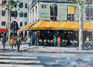 Peinture intitulée "Terrasse à Paris" par Philippe Euger, Œuvre d'art originale, Huile