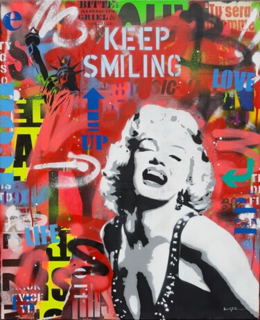 Malerei mit dem Titel "Keep smiling 2" von Philippe Euger, Original-Kunstwerk, Sprühfarbe