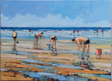 Peinture intitulée "Basse mer à Cabourg…" par Philippe Euger, Œuvre d'art originale, Huile