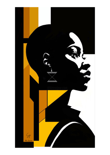 Цифровое искусство под названием "Femme africaine" - Philippe Sirot, Подлинное произведение искусства, Цифровой коллаж