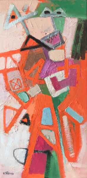 Schilderij getiteld "Red abstract" door Tung Duc Pham, Origineel Kunstwerk, Acryl