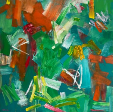 Painting titled "Hide in green illus…" by Tung Duc Pham, Original Artwork, Acrylic