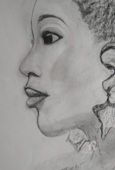 Drawing titled "Portrait de Femme" by Marie Phebidias, Original Artwork