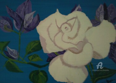 Картина под названием "Rose & bougainvilli…" - Marie Phebidias, Подлинное произведение искусства, Акрил