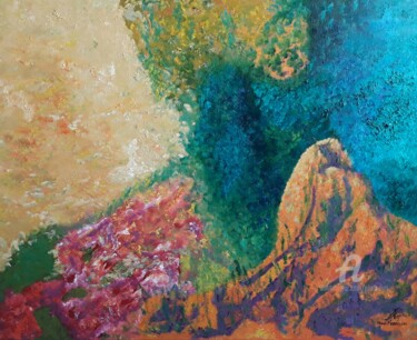 Painting titled "Volcan sous marin" by Marie Phebidias, Original Artwork