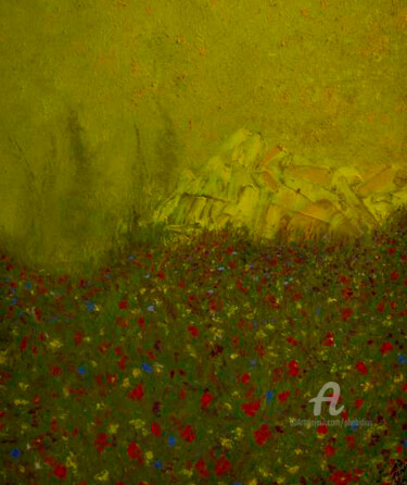 Картина под названием "Hymne à la Montagne" - Marie Phebidias, Подлинное произведение искусства, Масло