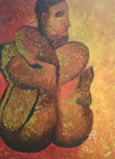 Painting titled "Etreinte" by Marie Phebidias, Original Artwork, Acrylic