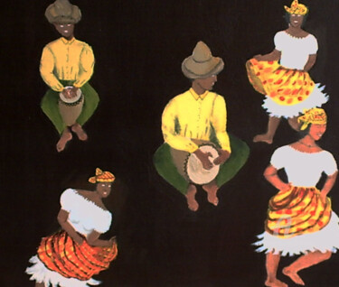 Painting titled "Danse et Tamboués" by Marie Phebidias, Original Artwork, Acrylic