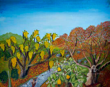 Painting titled "Les trois arbres, "…" by Marie Phebidias, Original Artwork