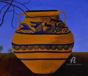 Peinture intitulée "Vase Jaune" par Marie Phebidias, Œuvre d'art originale