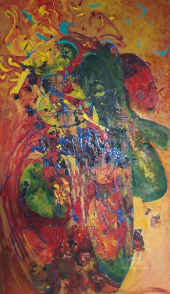 Painting titled "Abstrait" by Marie Phebidias, Original Artwork