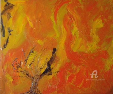Peinture intitulée "Rescapée des Flammes" par Marie Phebidias, Œuvre d'art originale, Huile