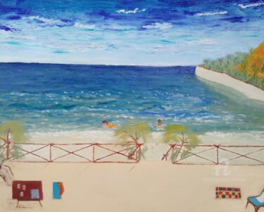 Painting titled "Les Vacances" by Marie Phebidias, Original Artwork, Acrylic Mounted on Wood Stretcher frame