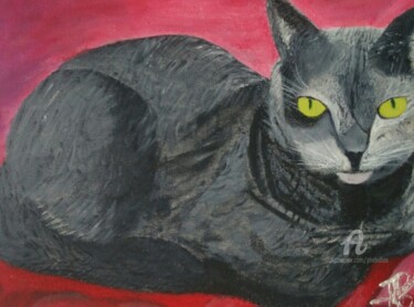 Peinture intitulée "Bello mon chat" par Marie Phebidias, Œuvre d'art originale, Acrylique