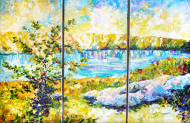 Painting titled "Triptych expanses o…" by Tatyana Pchelnikova, Original Artwork, Oil