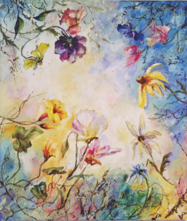 Malarstwo zatytułowany „Talk of wild herbs” autorstwa Tatyana Pchelnikova, Oryginalna praca, Olej Zamontowany na Drewniana r…