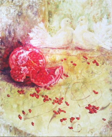 Painting titled "About love" by Tatyana Pchelnikova, Original Artwork, Oil Mounted on Wood Stretcher frame