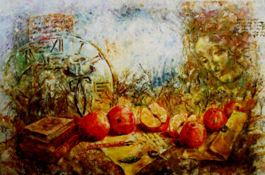 Картина под названием "Time with Leonardo" - Tatyana Pchelnikova, Подлинное произведение искусства, Масло Установлен на Дере…