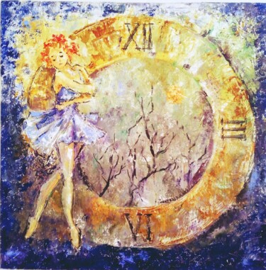 Painting titled "Full Moon" by Tatyana Pchelnikova, Original Artwork, Oil