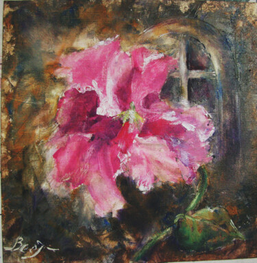 Painting titled "IDENTITY WITH FLOWE…" by Tatyana Pchelnikova, Original Artwork, Oil