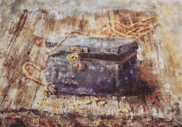 Pintura intitulada "Pirate treasure che…" por Tatyana Pchelnikova, Obras de arte originais, Óleo Montado em Armação em madei…
