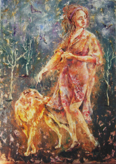 Painting titled "We are waiting for…" by Tatyana Pchelnikova, Original Artwork, Oil Mounted on Wood Stretcher frame