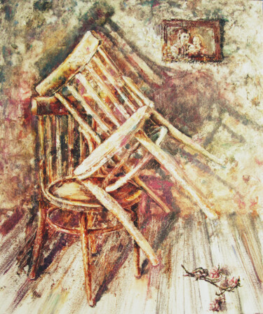 Painting titled "Empty house" by Tatyana Pchelnikova, Original Artwork, Oil Mounted on Wood Stretcher frame