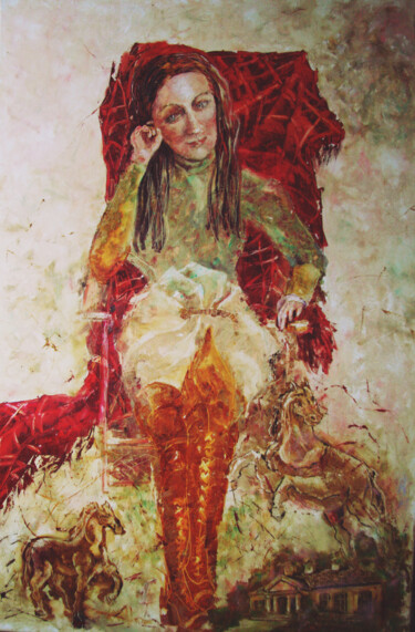 Painting titled "HORSES LIVES FOREVER" by Tatyana Pchelnikova, Original Artwork, Oil Mounted on Wood Stretcher frame