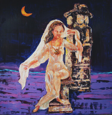 Картина под названием "MOUND IDOL" - Tatyana Pchelnikova, Подлинное произведение искусства, Масло Установлен на Деревянная р…