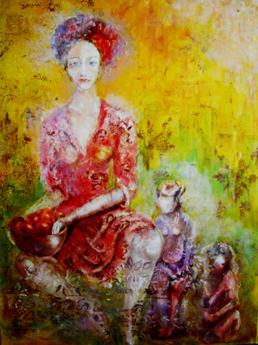 Painting titled "PLACE OF POWER" by Tatyana Pchelnikova, Original Artwork, Oil Mounted on Wood Stretcher frame