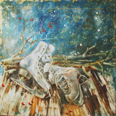Картина под названием "Winter mood" - Tatyana Pchelnikova, Подлинное произведение искусства, Масло Установлен на Деревянная…