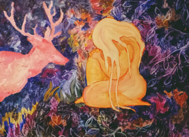 Pittura intitolato "Echoes of the Forest" da Tatyana Pchelnikova, Opera d'arte originale, Acrilico Montato su Telaio per bar…