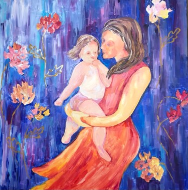 Painting titled "Generations of Love" by Tatyana Pchelnikova, Original Artwork, Acrylic Mounted on Wood Stretcher frame