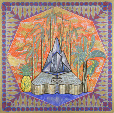 Pintura intitulada "Logo ville de Macou…" por Phélix Ludop, Obras de arte originais, encáustico