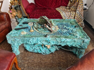 Sculpture intitulée "La table de Francis" par Phélix Ludop, Œuvre d'art originale, Bois