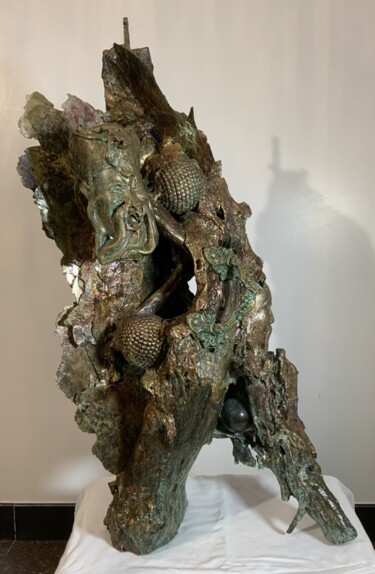 Skulptur mit dem Titel "Fragments d'ailleur…" von Phélix Ludop, Original-Kunstwerk, Holz