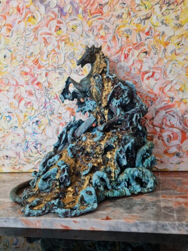 Sculpture intitulée "Le cheval de Chris" par Phélix Ludop, Œuvre d'art originale, Bois