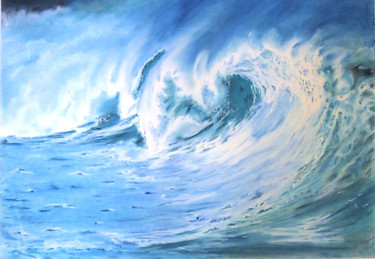 Peinture intitulée "vague 1" par Philippe Rollet, Œuvre d'art originale, Pastel