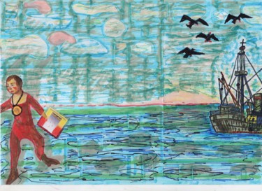 Collages titulada "Birds of fire." por Phil Colisov, Obra de arte original, Otro