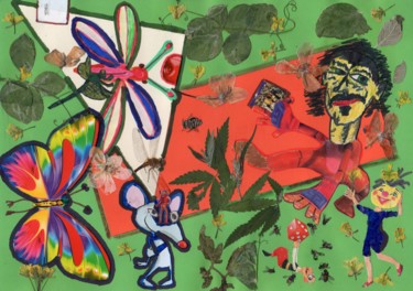 Collagen mit dem Titel "Flower Punk." von Phil Colisov, Original-Kunstwerk, Andere