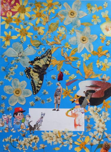 Collages intitulée "When blue was just…" par Phil Colisov, Œuvre d'art originale, Autre