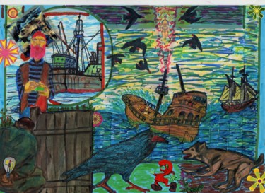 Colagens intitulada "Crow music." por Phil Colisov, Obras de arte originais, Outro