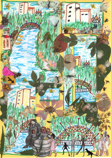 Collages intitulée "Humpback bridge(riv…" par Phil Colisov, Œuvre d'art originale, Autre