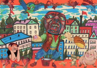 Malerei mit dem Titel "Crimson land." von Phil Colisov, Original-Kunstwerk, Andere