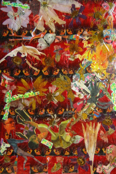 Collagen mit dem Titel "Theater red dreams." von Phil Colisov, Original-Kunstwerk